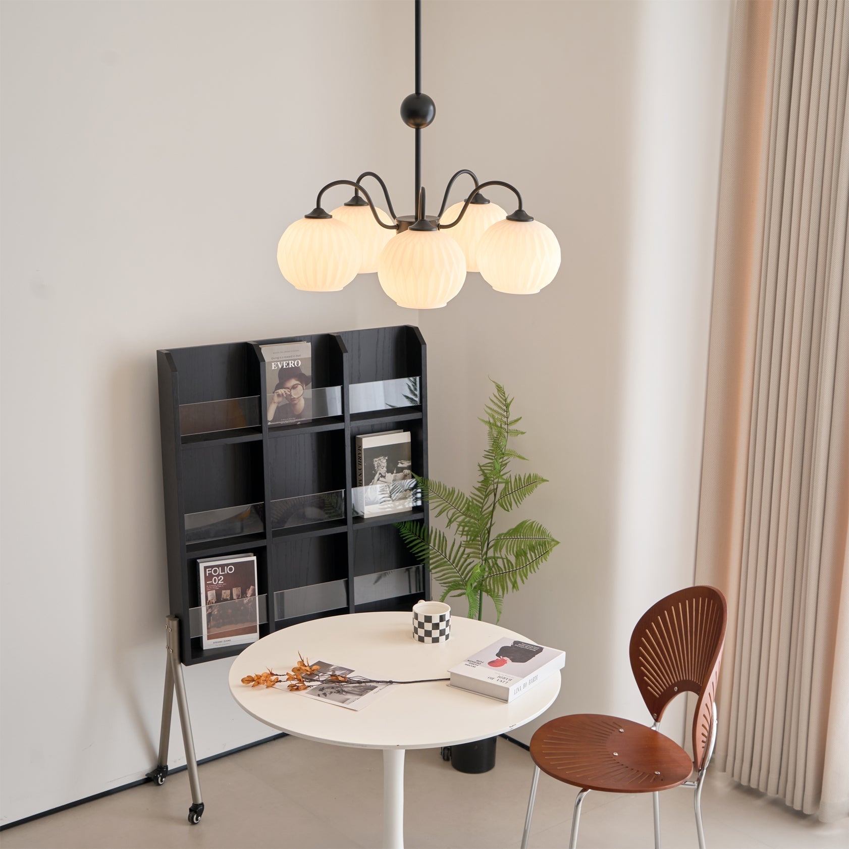 Lustra Chandelier Moderne à 8 Lumières en Verre Ridé Vert - Neutralighting
