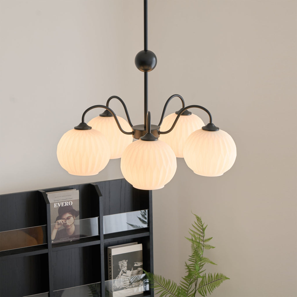 Lustra Chandelier Moderne à 8 Lumières en Verre Ridé Vert - Neutralighting