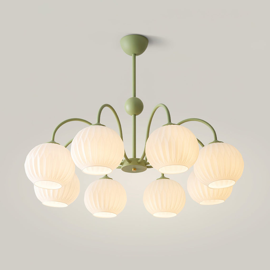 Lustra Chandelier Moderne à 8 Lumières en Verre Ridé Vert - Neutralighting