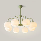 Lustra Chandelier Moderne à 8 Lumières en Verre Ridé Vert - Neutralighting
