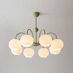 Lustra Chandelier Moderne à 8 Lumières en Verre Ridé Vert - Neutralighting