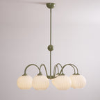 Lustra Chandelier Moderne à 8 Lumières en Verre Ridé Vert - Neutralighting