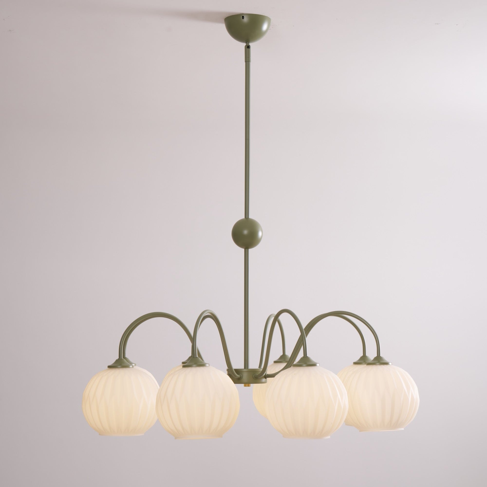 Lustra Chandelier Moderne à 8 Lumières en Verre Ridé Vert - Neutralighting
