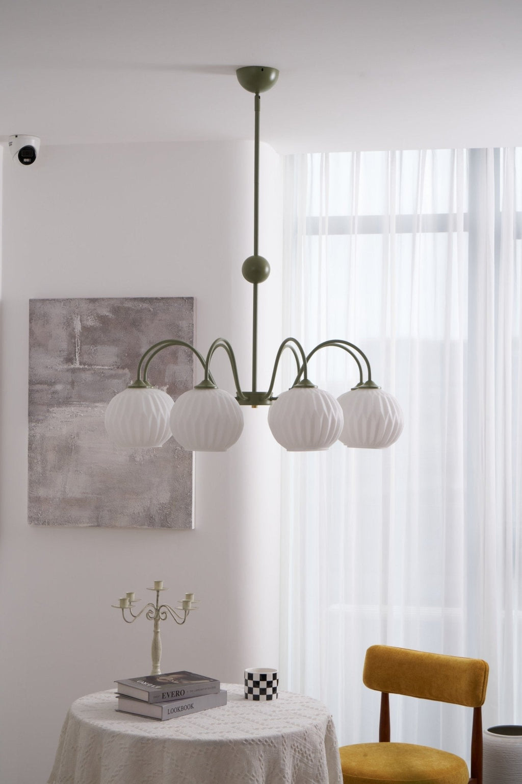 Lustra Chandelier Moderne à 8 Lumières en Verre Ridé Vert - Neutralighting