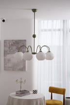 Lustra Chandelier Moderne à 8 Lumières en Verre Ridé Vert - Neutralighting