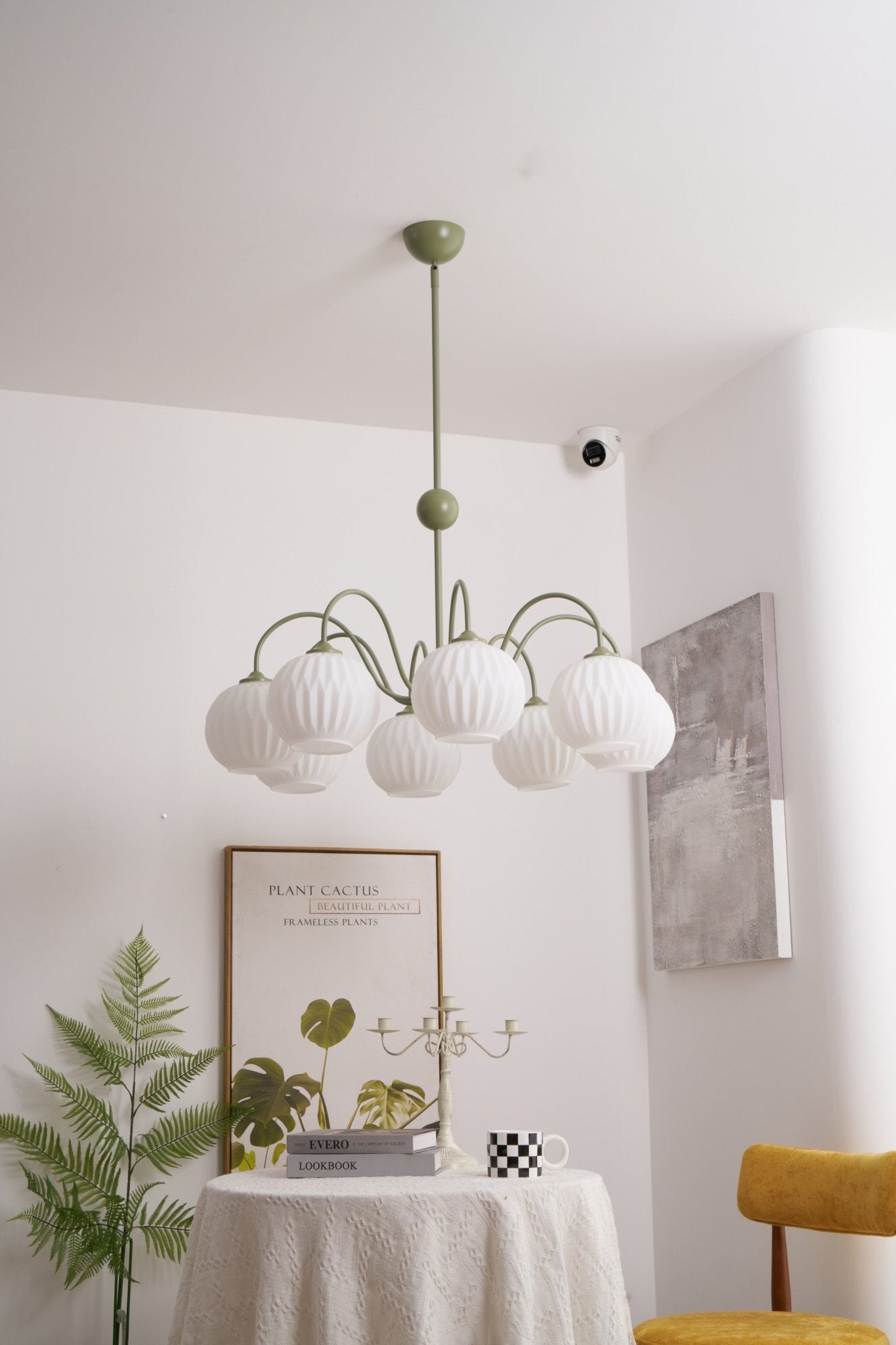 Lustra Chandelier Moderne à 8 Lumières en Verre Ridé Vert - Neutralighting
