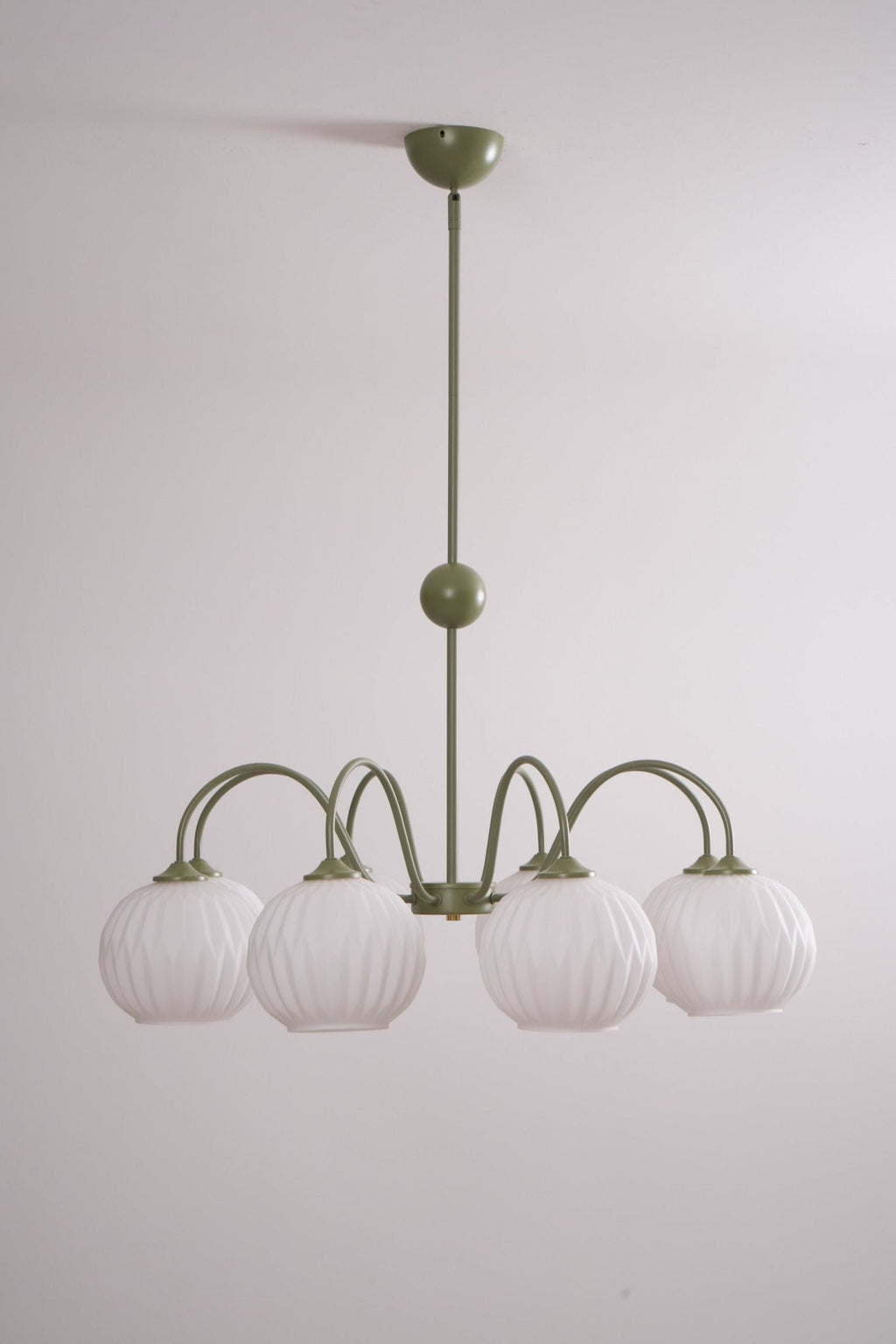 Lustra Chandelier Moderne à 8 Lumières en Verre Ridé Vert - Neutralighting