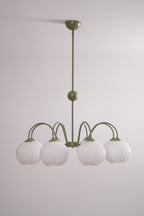 Lustra Chandelier Moderne à 8 Lumières en Verre Ridé Vert - Neutralighting
