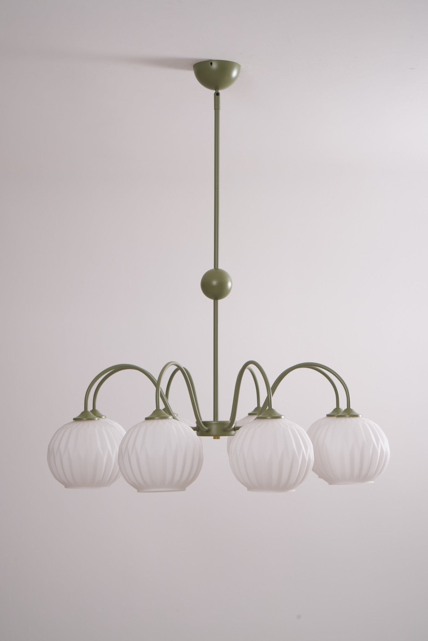 Lustra Chandelier Moderne à 8 Lumières en Verre Ridé Vert - Neutralighting