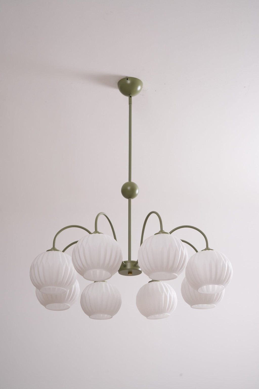 Lustra Chandelier Moderne à 8 Lumières en Verre Ridé Vert - Neutralighting