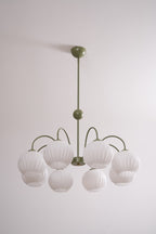 Lustra Chandelier Moderne à 8 Lumières en Verre Ridé Vert - Neutralighting