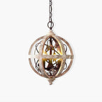 Lustra Chandelier Globe Rétro avec Bois Vieilli - Neutralighting