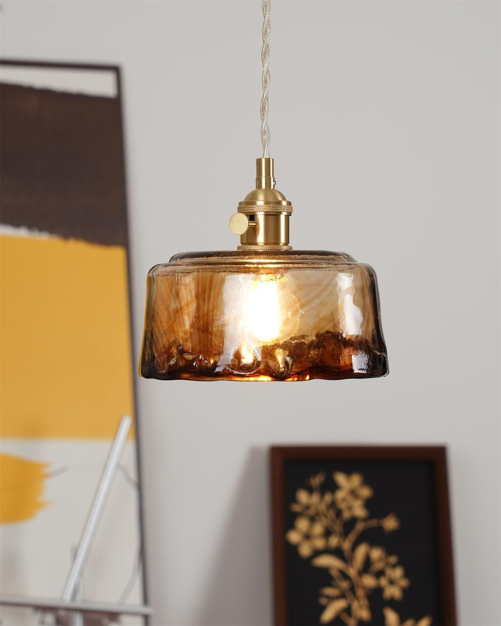 Amberlyn Lampe Pendante Verre Ambre Vintage - Neutralighting