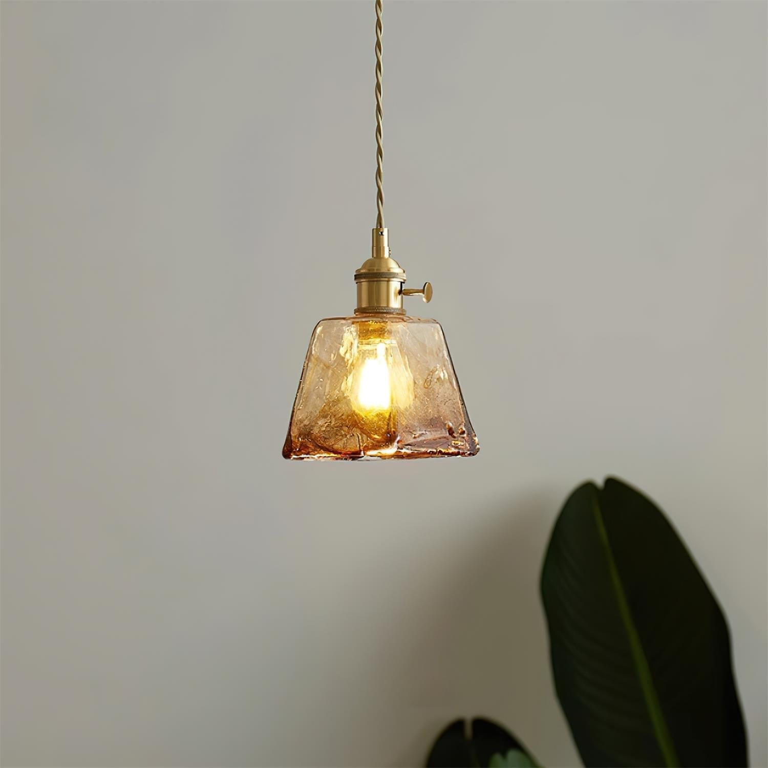 Amberlyn Lampe Pendante Verre Ambre Vintage - Neutralighting