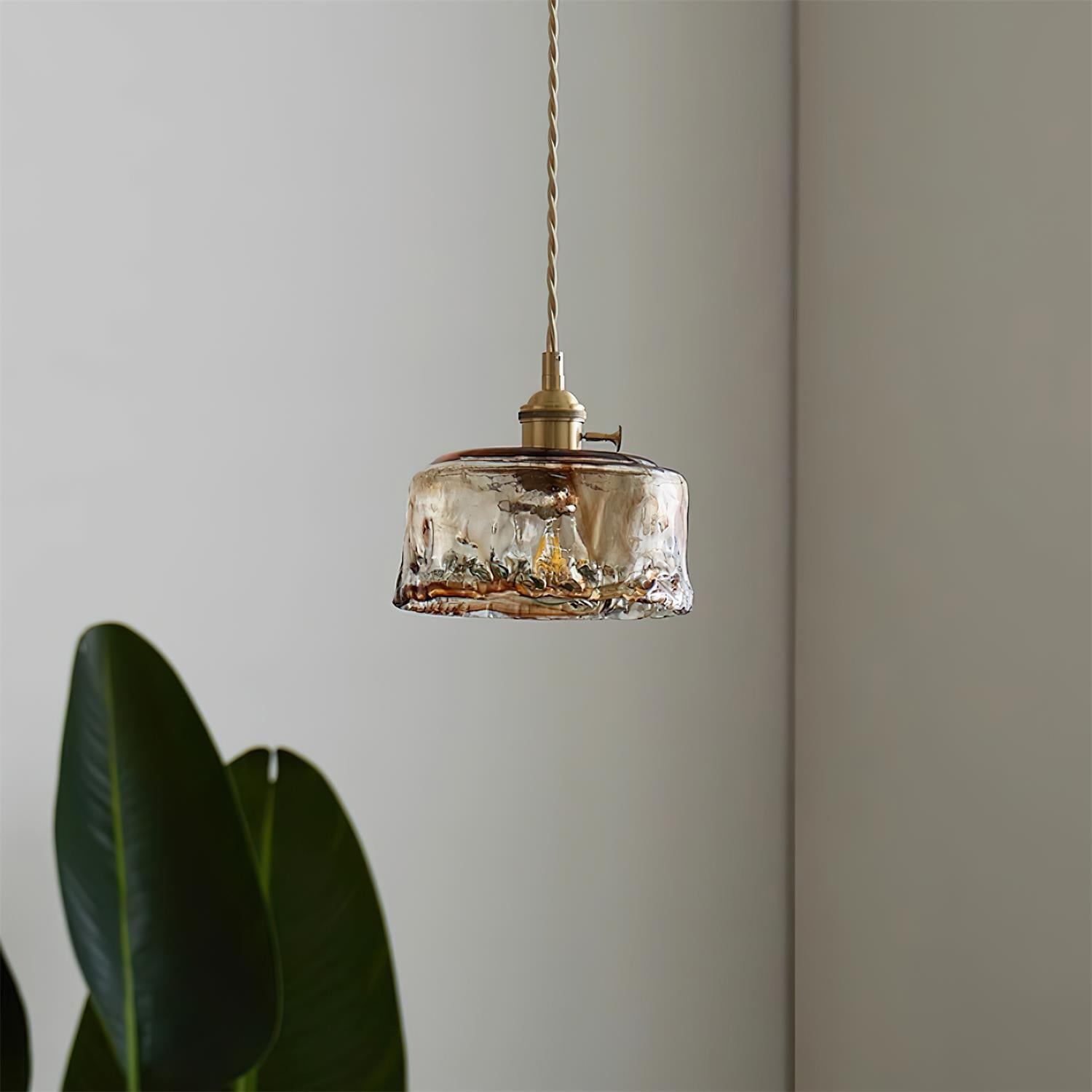 Amberlyn Lampe Pendante Verre Ambre Vintage - Neutralighting
