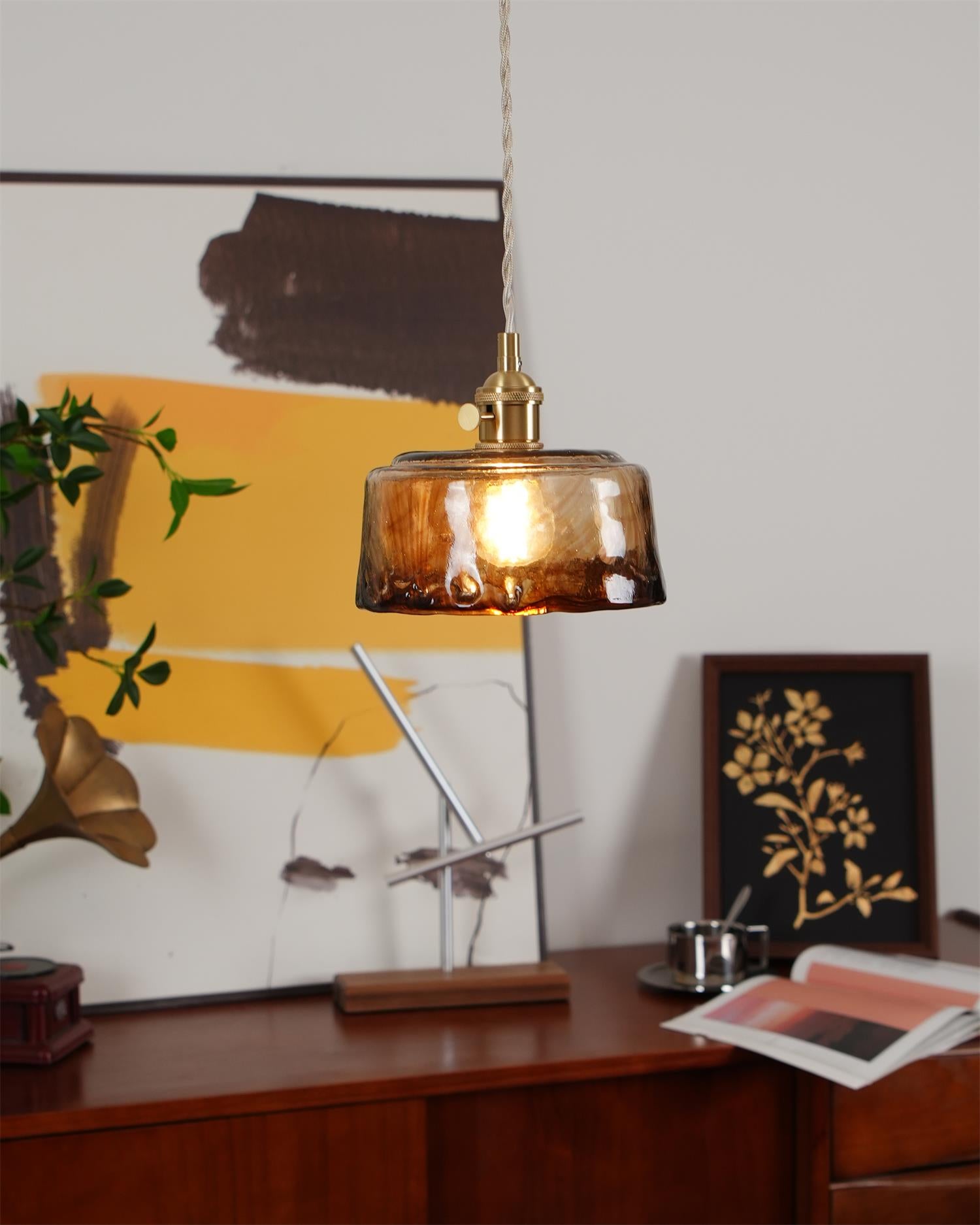 Amberlyn Lampe Pendante Verre Ambre Vintage - Neutralighting