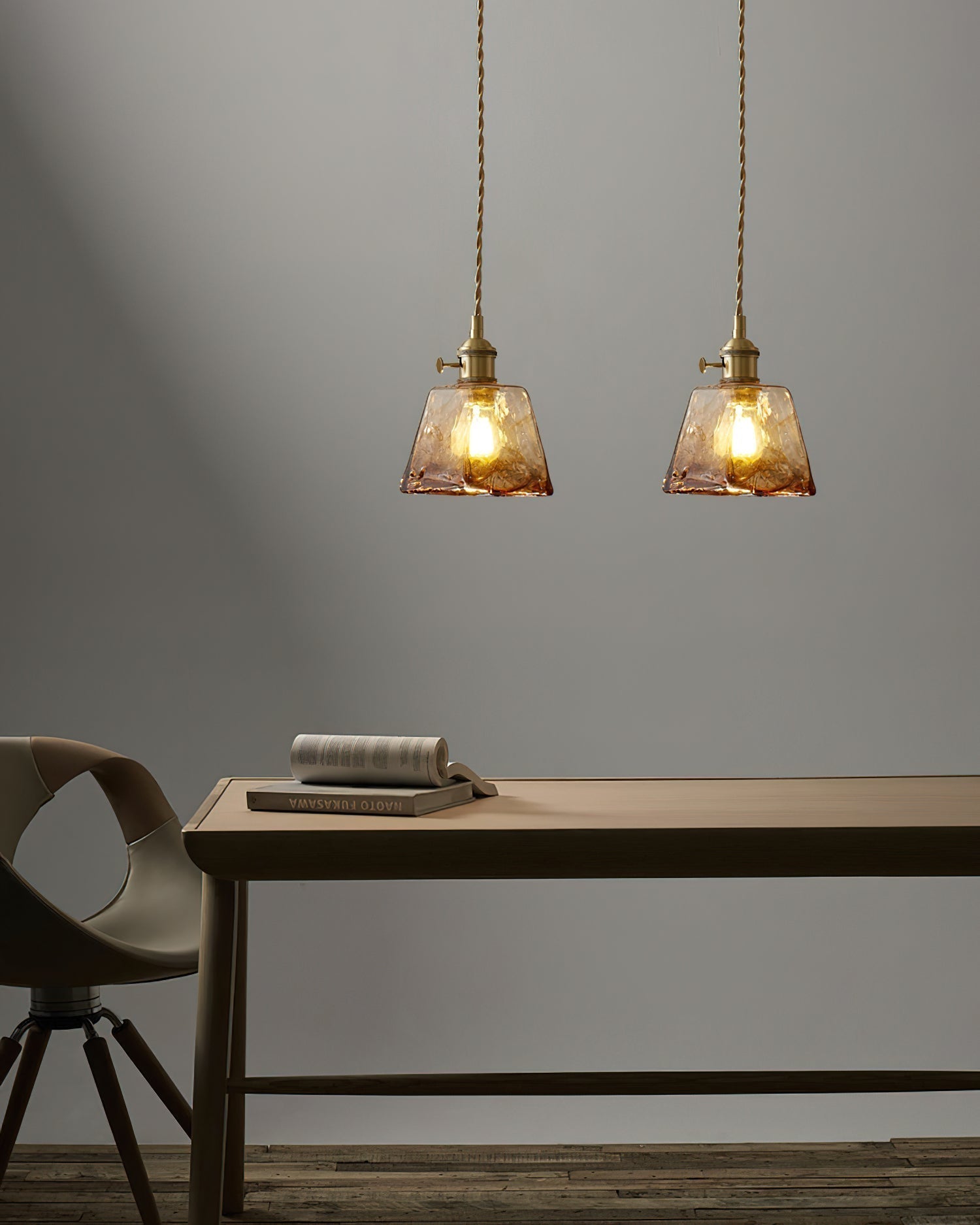 Amberlyn Lampe Pendante Verre Ambre Vintage - Neutralighting