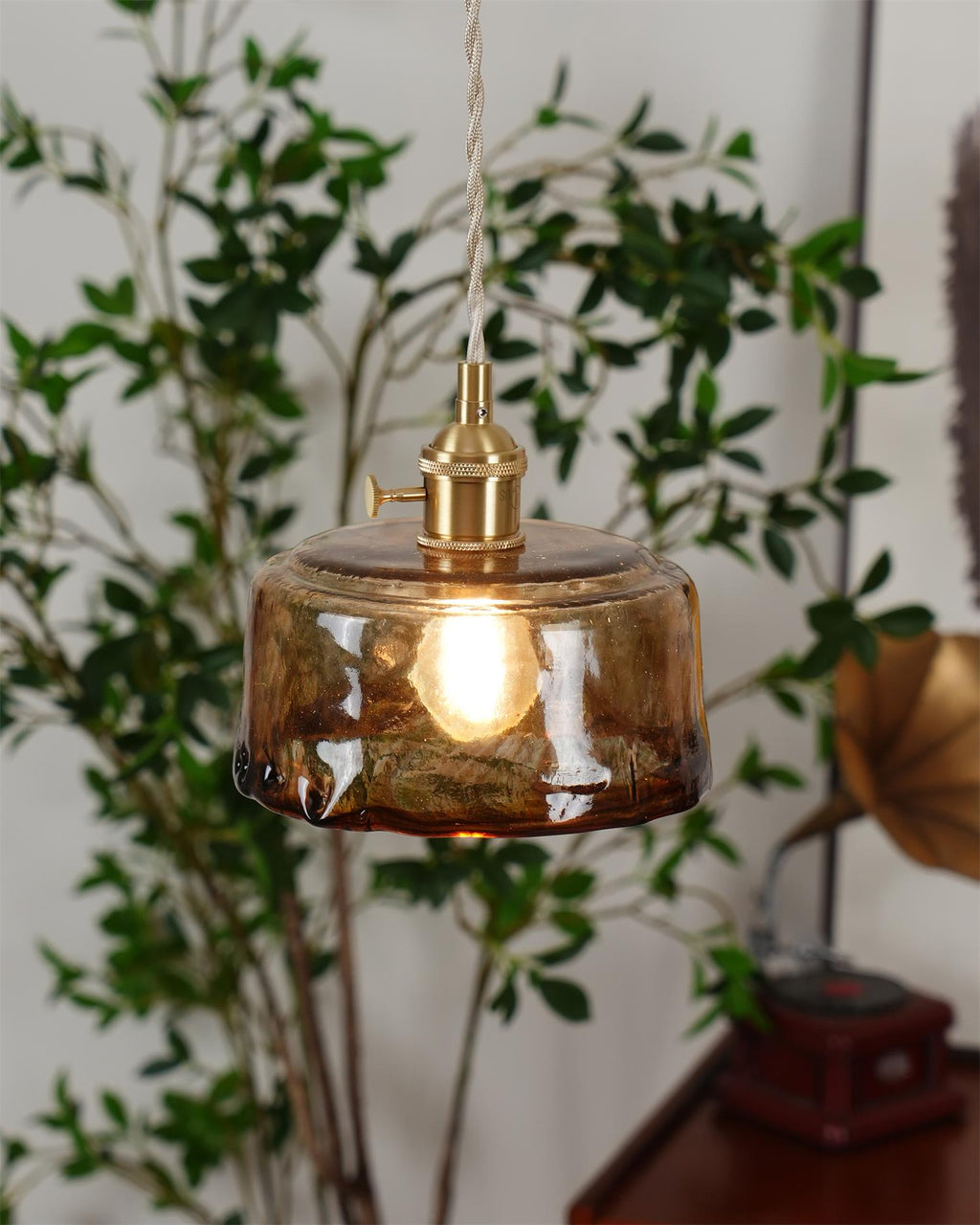 Amberlyn Lampe Pendante Verre Ambre Vintage - Neutralighting