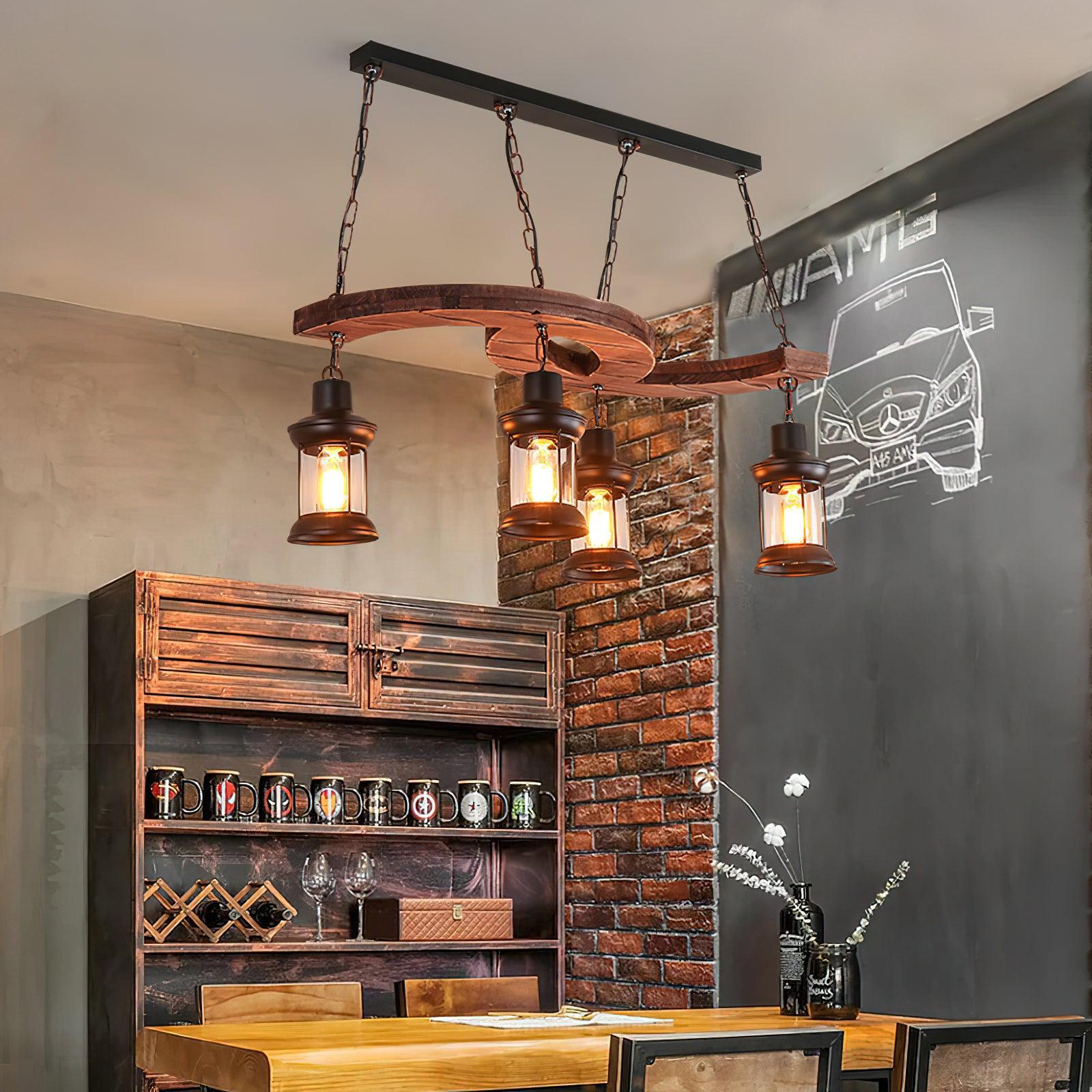 Aurora Chandelier Vintage en Bois d'Avoine - Neutralighting