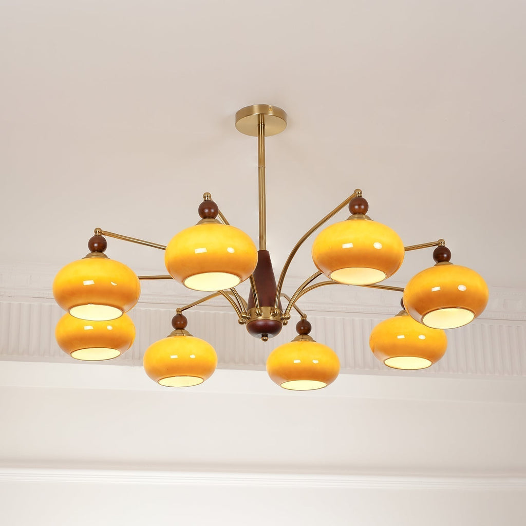 Lustra Suspension Rétro en Verre Jaune et Laiton - Neutralighting