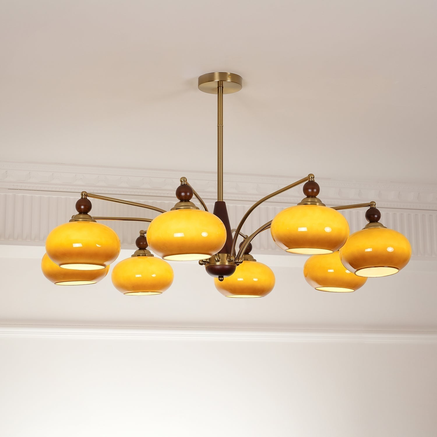 Lustra Suspension Rétro en Verre Jaune et Laiton - Neutralighting