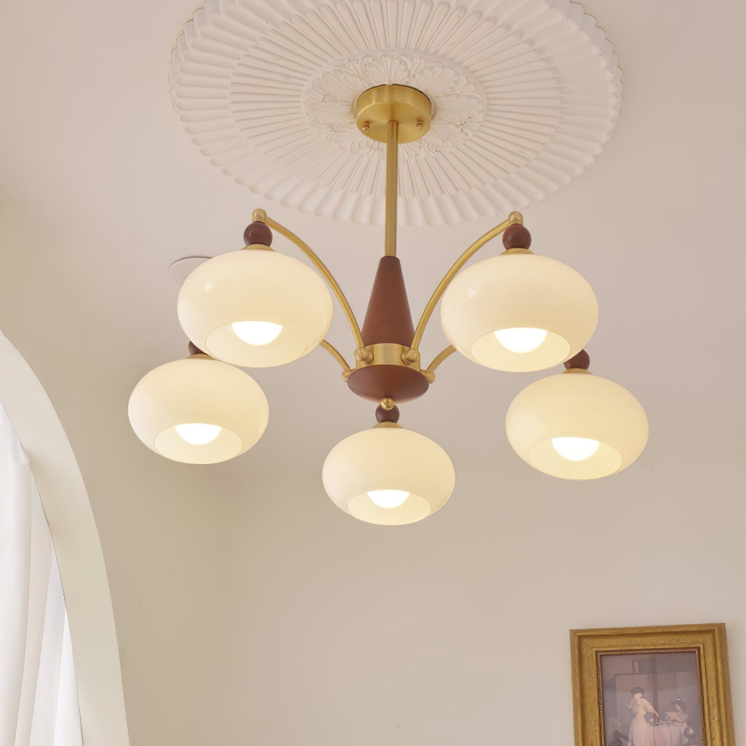 Lustra Suspension Rétro en Verre Jaune et Laiton - Neutralighting