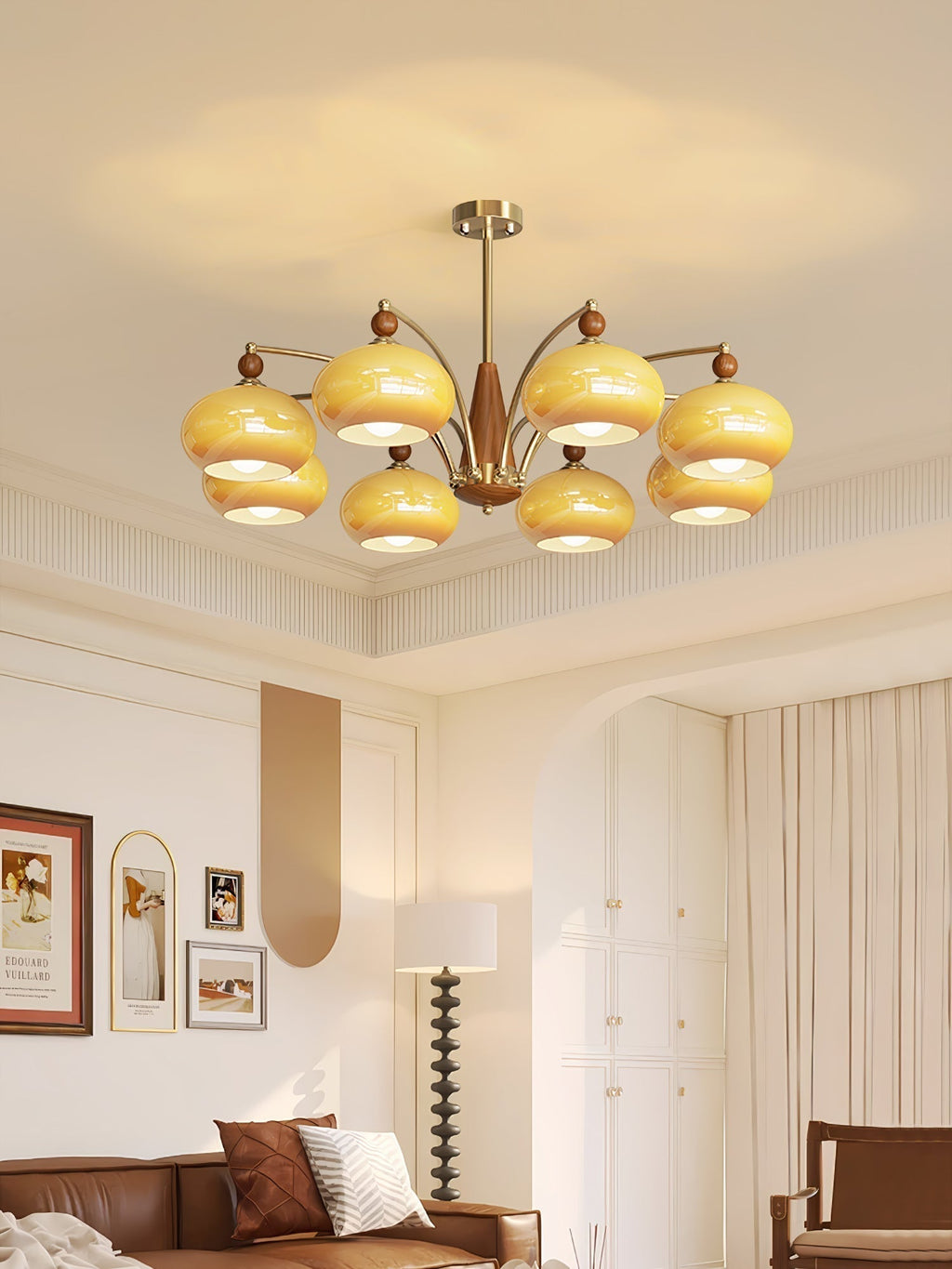 Lustra Suspension Rétro en Verre Jaune et Laiton - Neutralighting