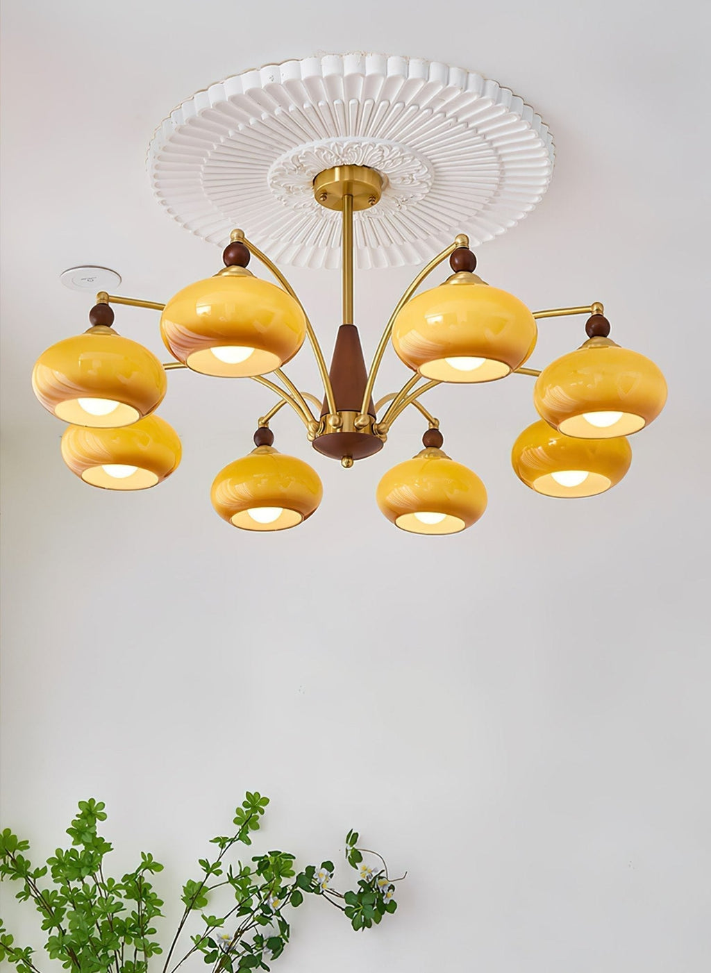 Lustra Suspension Rétro en Verre Jaune et Laiton - Neutralighting