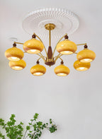 Lustra Suspension Rétro en Verre Jaune et Laiton - Neutralighting