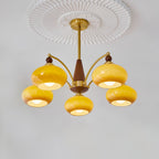 Lustra Suspension Rétro en Verre Jaune et Laiton - Neutralighting