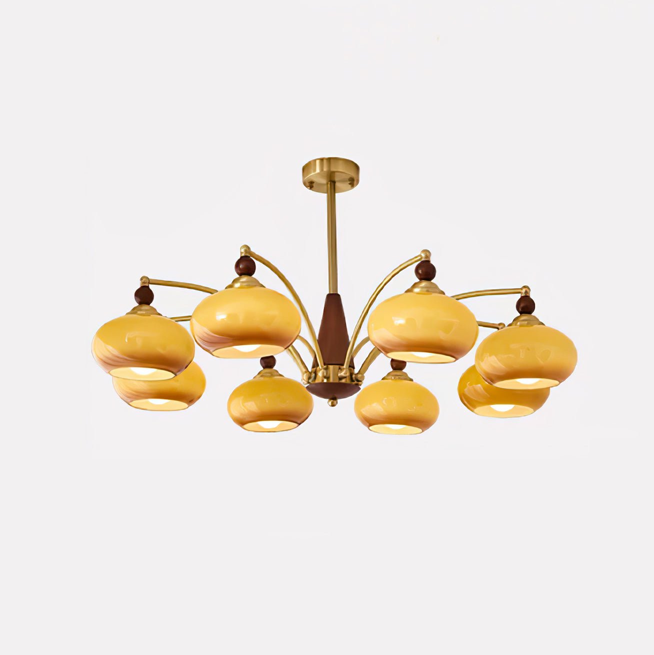 Lustra Suspension Rétro en Verre Jaune et Laiton - Neutralighting