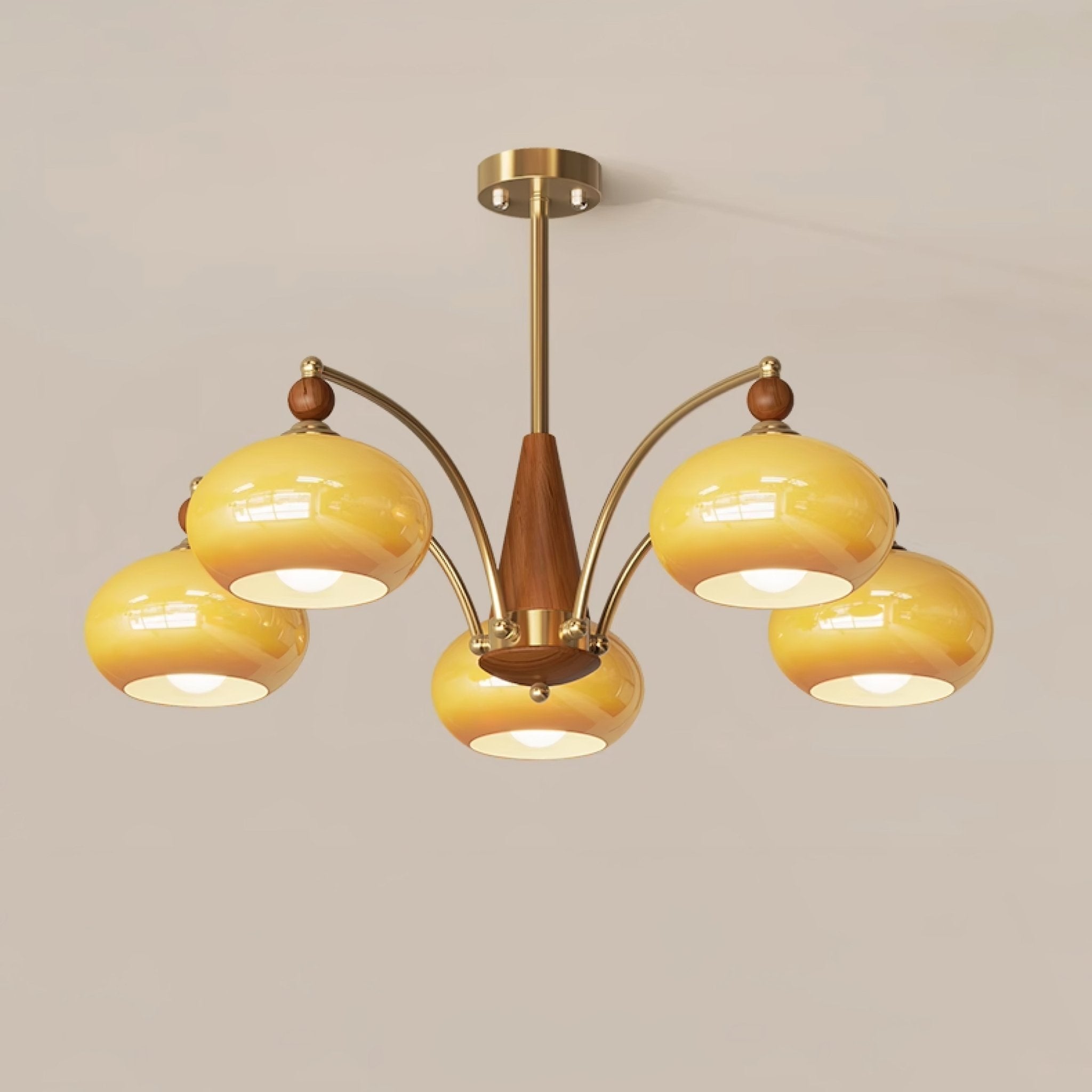 Lustra Suspension Rétro en Verre Jaune et Laiton - Neutralighting