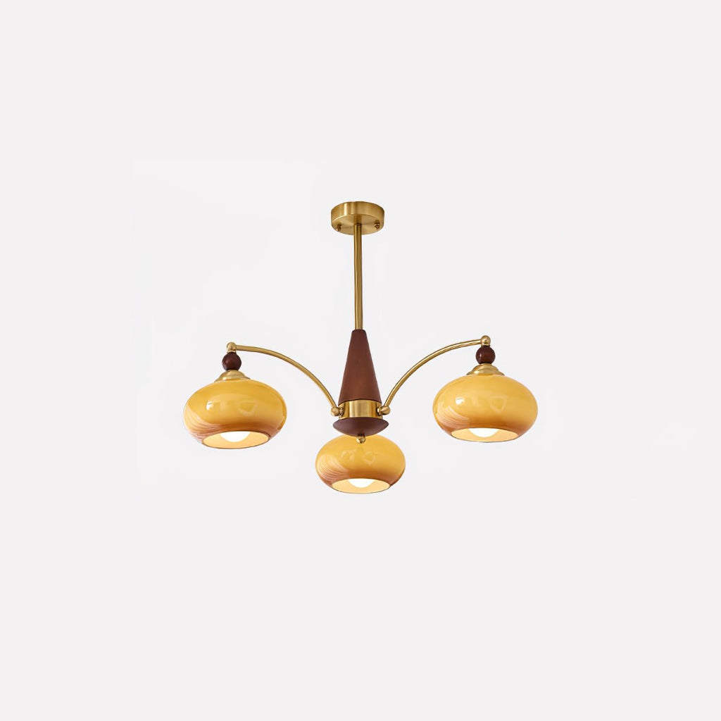 Lustra Suspension Rétro en Verre Jaune et Laiton - Neutralighting