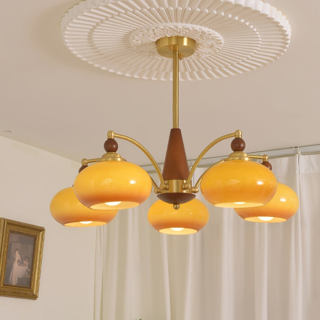 Lustra Suspension Rétro en Verre Jaune et Laiton - Neutralighting