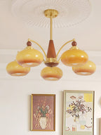 Lustra Suspension Rétro en Verre Jaune et Laiton - Neutralighting