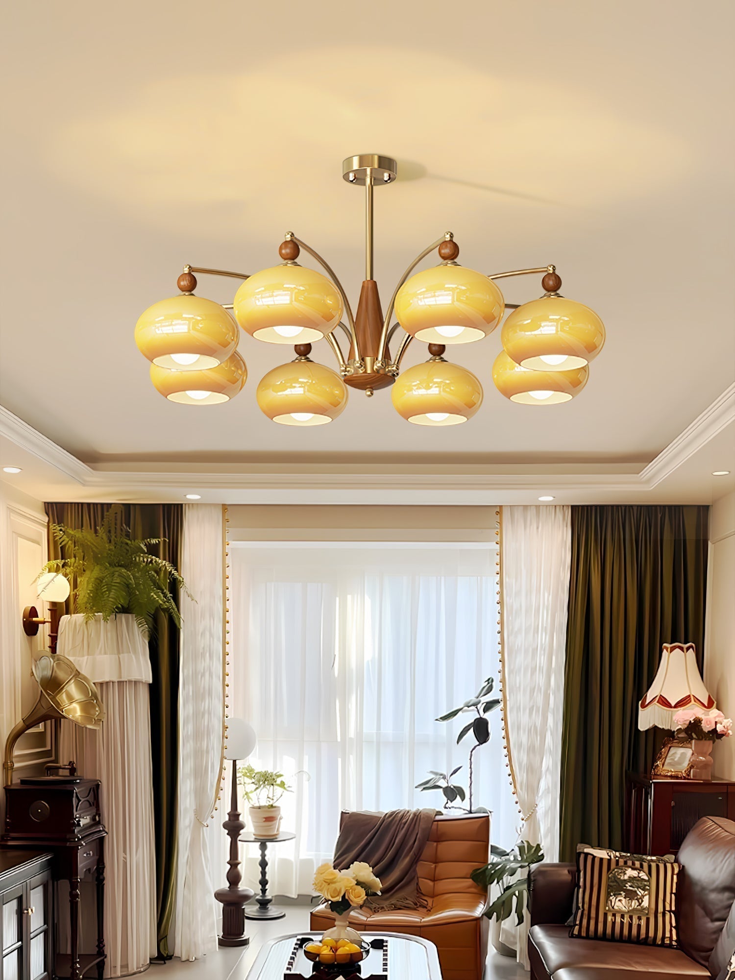 Lustra Suspension Rétro en Verre Jaune et Laiton - Neutralighting
