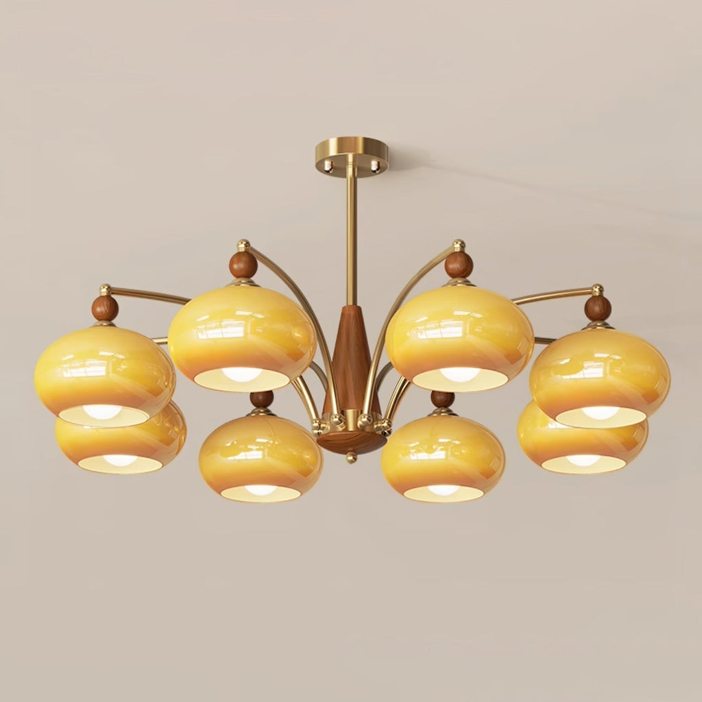 Lustra Suspension Rétro en Verre Jaune et Laiton - Neutralighting