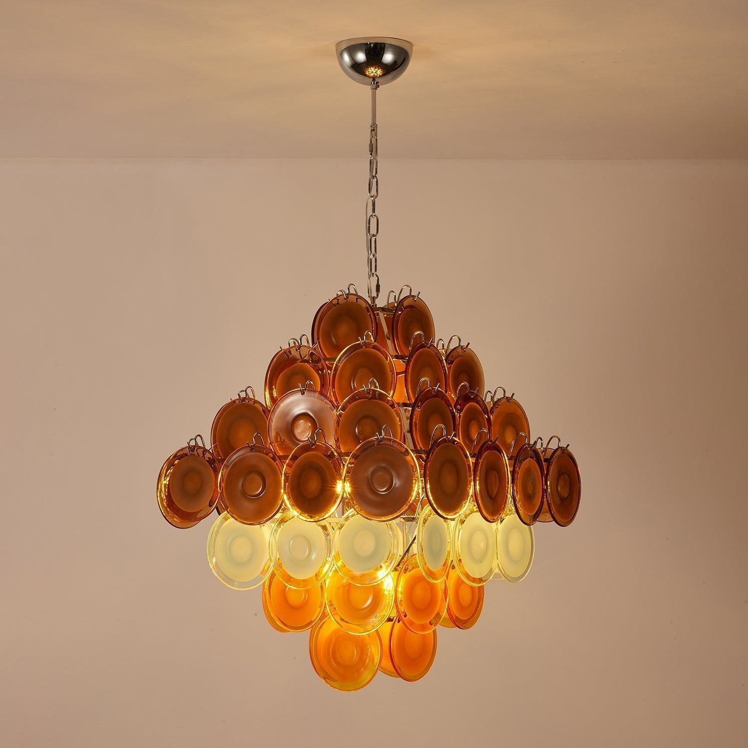 Aurora Chandelier Rétro en Verre Disc Multicolore Vintage - Neutralighting