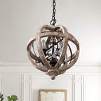 Lustra Chandelier Globe Rétro avec Bois Vieilli - Neutralighting