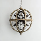 Lustra Chandelier Globe Rétro avec Bois Vieilli - Neutralighting
