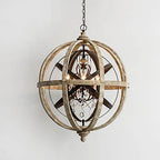 Lustra Chandelier Globe Rétro avec Bois Vieilli - Neutralighting