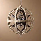 Lustra Chandelier Globe Rétro avec Bois Vieilli - Neutralighting