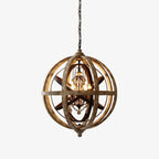 Lustra Chandelier Globe Rétro avec Bois Vieilli - Neutralighting