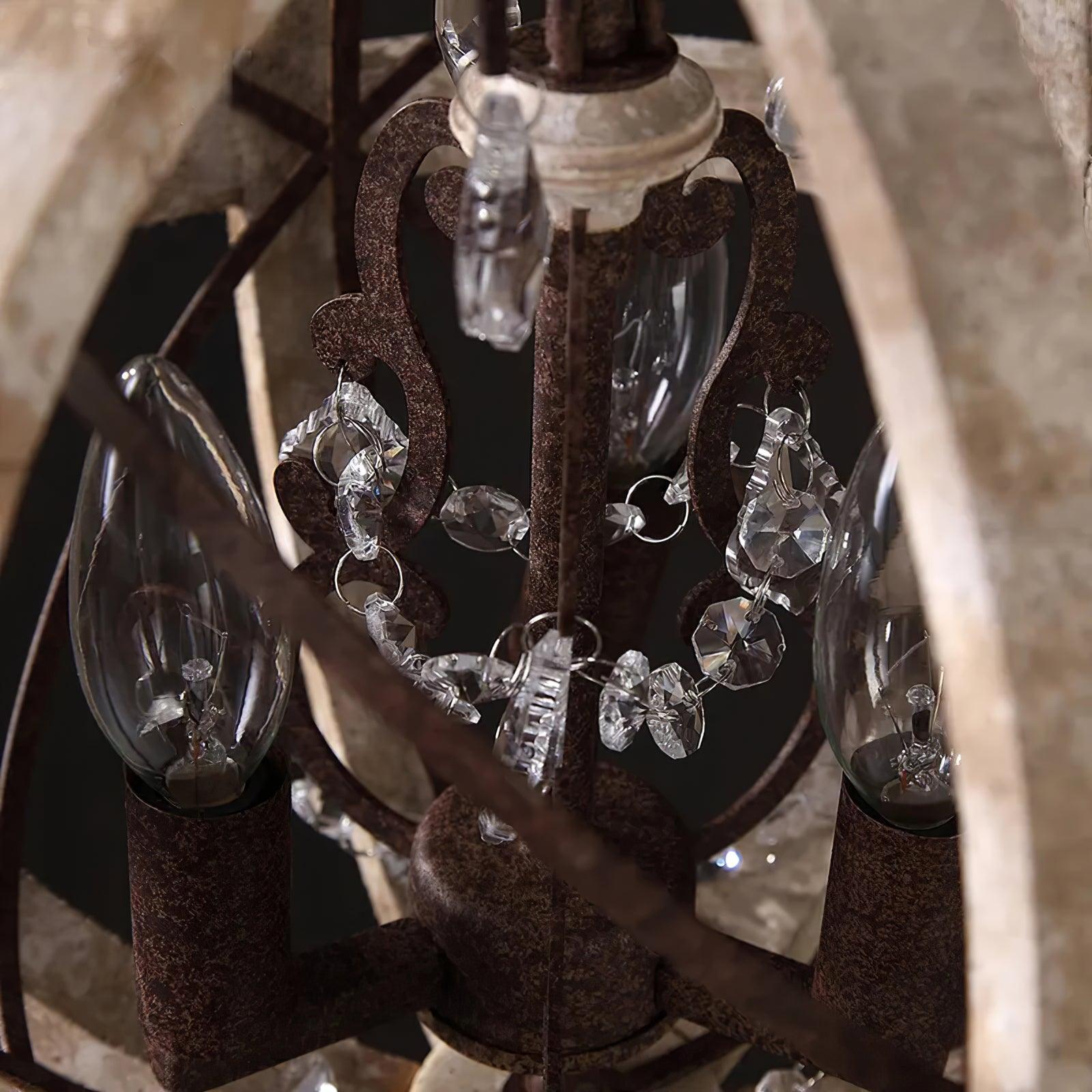 Lustra Chandelier Globe Rétro avec Bois Vieilli - Neutralighting
