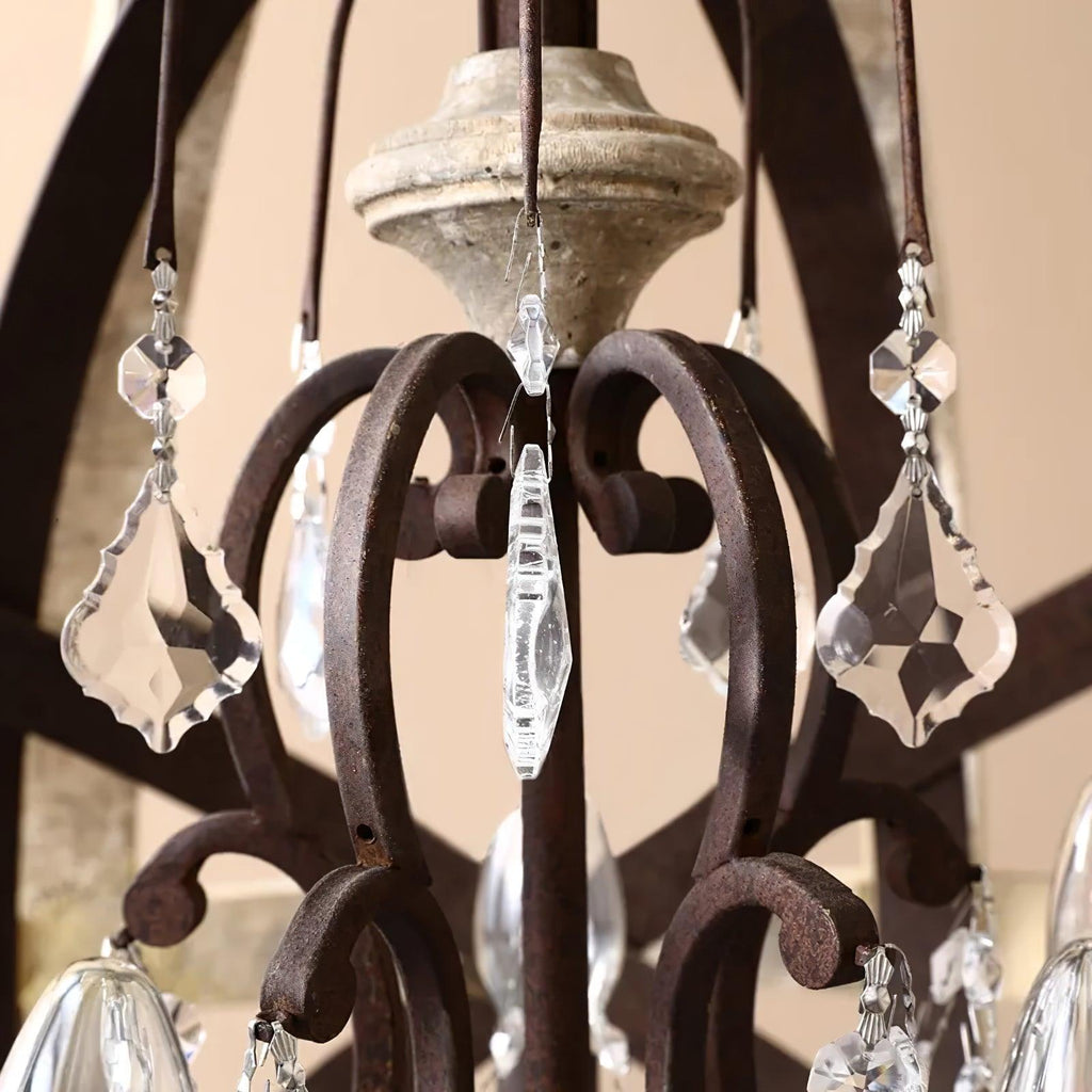 Lustra Chandelier Globe Rétro avec Bois Vieilli - Neutralighting