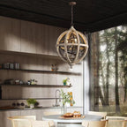Lustra Chandelier Globe Rétro avec Bois Vieilli - Neutralighting