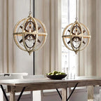 Lustra Chandelier Globe Rétro avec Bois Vieilli - Neutralighting