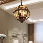 Lustra Chandelier Globe Rétro avec Bois Vieilli - Neutralighting