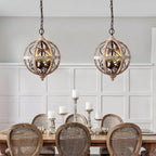 Lustra Chandelier Globe Rétro avec Bois Vieilli - Neutralighting