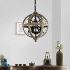 Lustra Chandelier Globe Rétro avec Bois Vieilli - Neutralighting